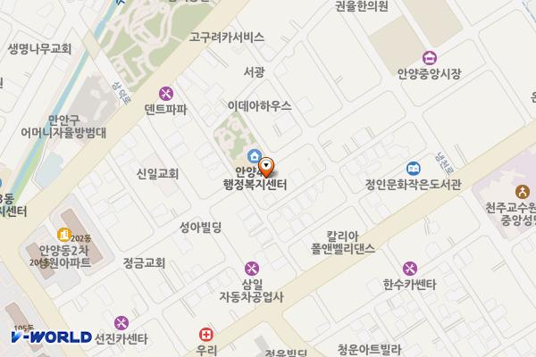 안양4동 복지회관 공중화장실 위치 지도 — 경기도 안양시 만안구 냉천로193번길 31 (안양동)
