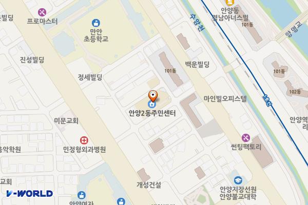 안양2동 행정복지센터 공중화장실 위치 지도 — 경기도 안양시 만안구 안양로384번길 50
