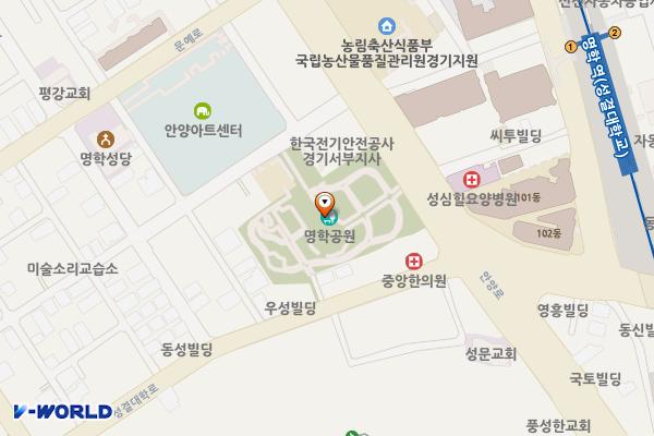 명학공원 공중화장실 위치 지도 — 경기도 안양시 만안구 안양동 572