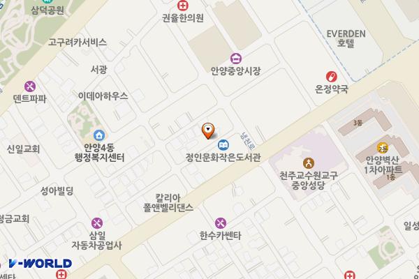 중앙시장 상인회관 개방화장실 위치 지도 — 경기도 안양시 만안구 냉천로185번길 8(안양동)
