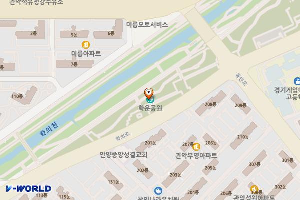 학운공원 공중화장실(1) 위치 지도 — 경기도 안양시 동안구 비산동 1100