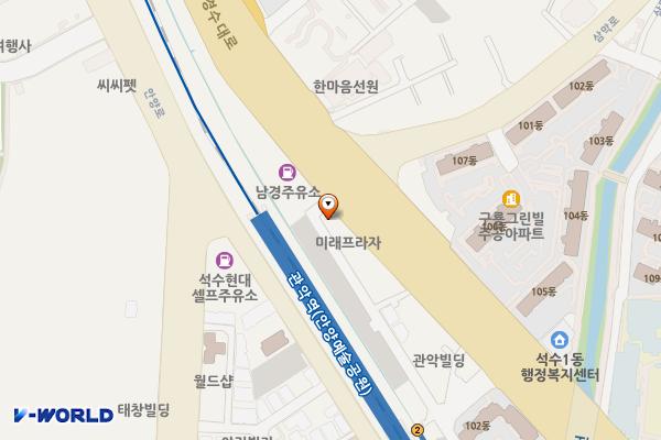 김천빌딩 개방화장실 위치 지도 — 경기도 안양시 만안구 경수대로 1273(석수동)