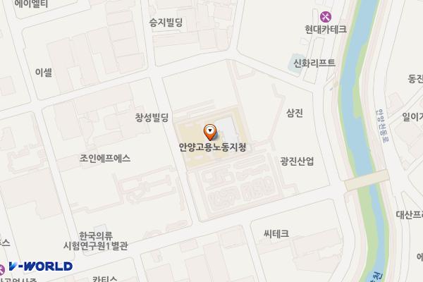지방노동청 안양지청(1~4층) 위치 지도 — 경기도 안양시 만안구 전파로44번길 73(안양동, 중부지방고용노동청 안양지청)