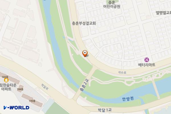 충훈2교하류 제방 공중화장실 위치 지도 — 경기도 안양시 만안구 석수로 159