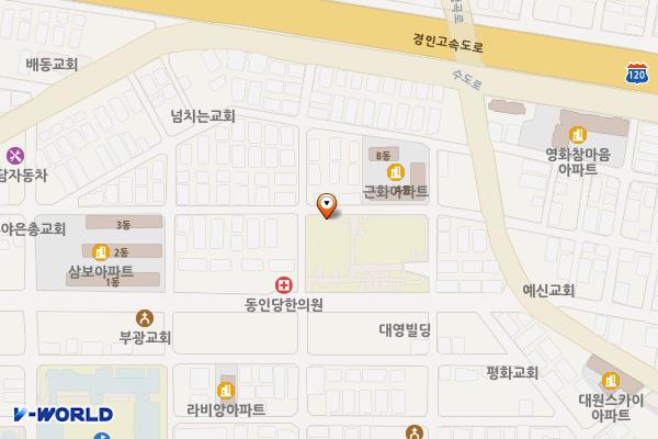 북부도서관 위치 지도 — 경기도 부천시 원미구 삼작로301번길 5(도당동)