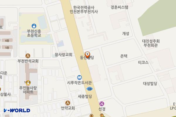 동선빌딩 위치 지도 — 경기도 부천시 원미구 부천로 244 (춘의동)
