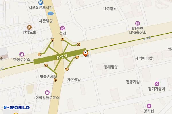 부천시치매안심센터 위치 지도 — 경기도 부천시 원미구 길주로 410(춘의동)