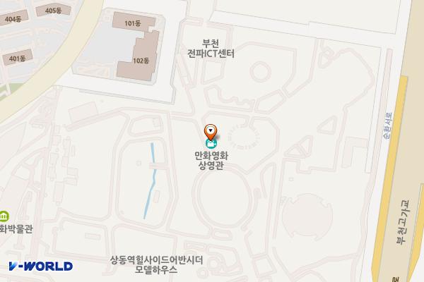 한국만화영상진흥원 비즈니스센터 위치 지도 — 경기도 부천시 원미구 길주로 1(상동)