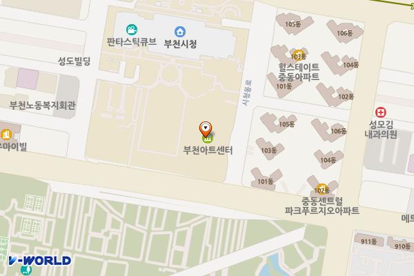 부천아트센터 위치 지도 — 경기도 부천시 원미구 소향로 165(중동)