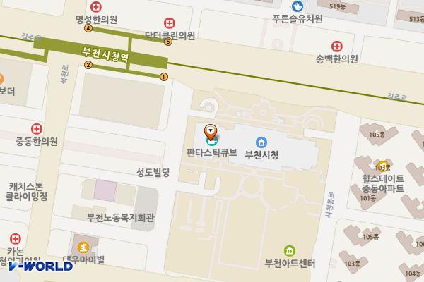 부천시의회 위치 지도 — 경기도 부천시 원미구 길주로 210(중동)