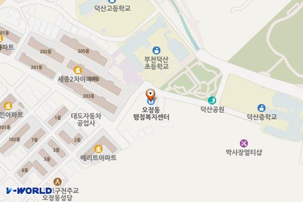 오정동 행정복지센터 위치 지도 — 경기도 부천시 오정구 오정로252번길 88(오정동)