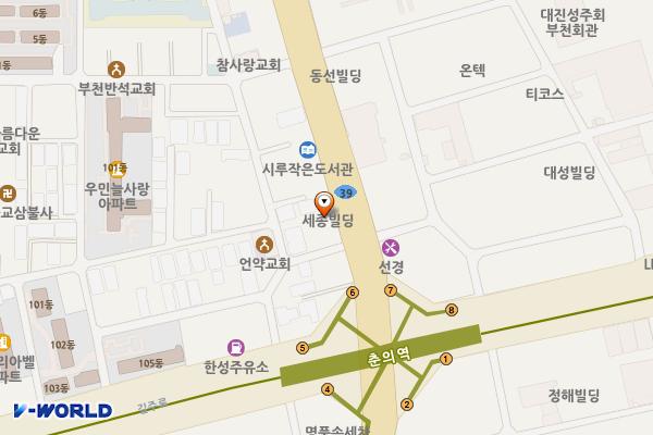 세종빌딩 위치 지도 — 경기도 부천시 원미구 부천로 231(춘의동)