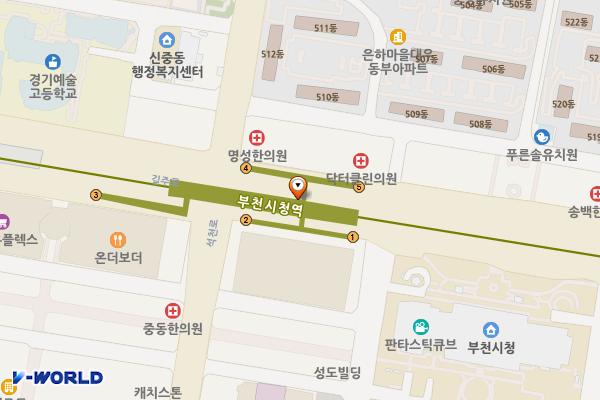 부천시청역 위치 지도 — 경기도 부천시 원미구 길주로 지하 202(중동)