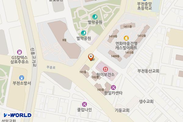 해밀도서관 위치 지도 — 경기도 부천시 원미구 옥산로10번길 4(중동)