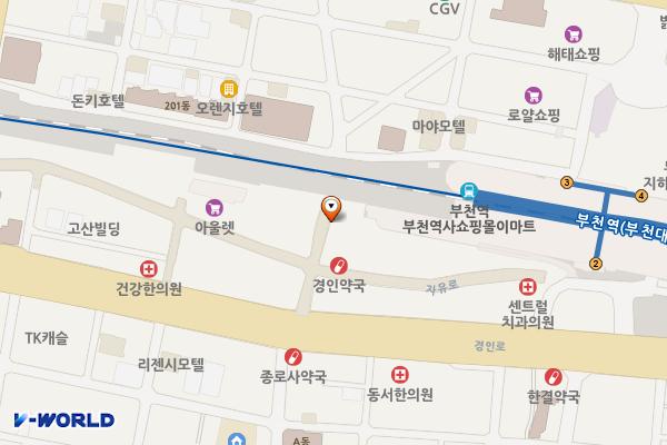 부천자유시장 고객지원센터 위치 지도 — 경기도 부천시 소사구 자유로 33(심곡본동)