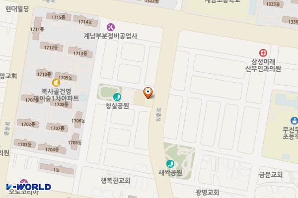 책마루도서관 위치 지도 — 경기도 부천시 원미구 심중로 121(중동)