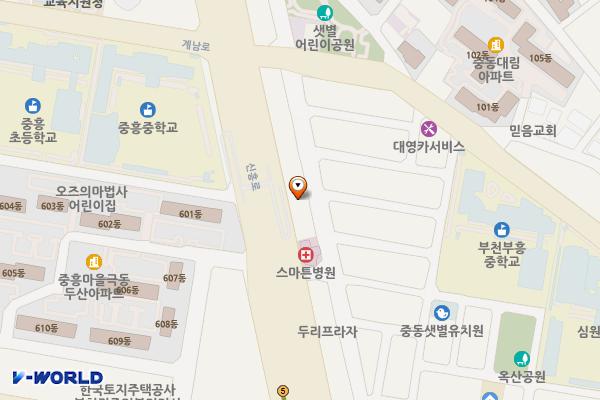 더블유진병원 위치 지도 — 경기도 부천시 원미구 신흥로 244(중동)