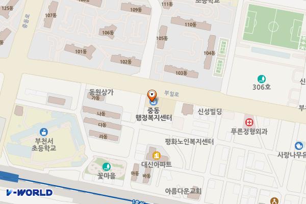 중동 행정복지센터 위치 지도 — 경기도 부천시 원미구 부일로 342(중동)