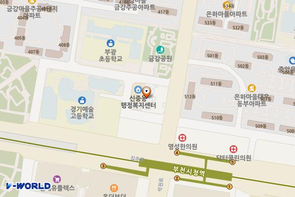 고용노동부 부천지청 위치 지도 — 경기도 부천시 원미구 석천로 207(중동)