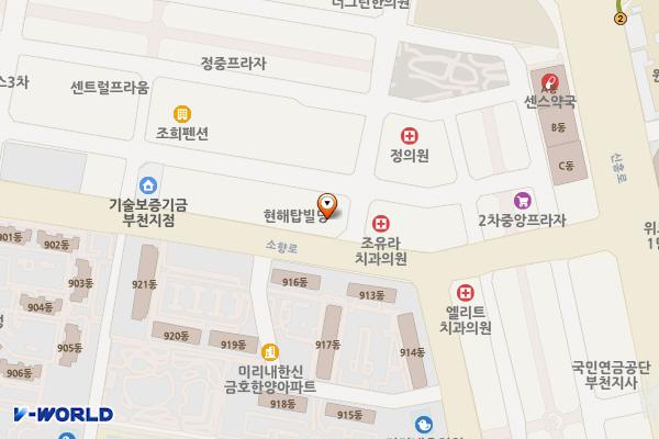 화사랑갈비 위치 지도 — 경기도 부천시 원미구 소향로 233(중동)