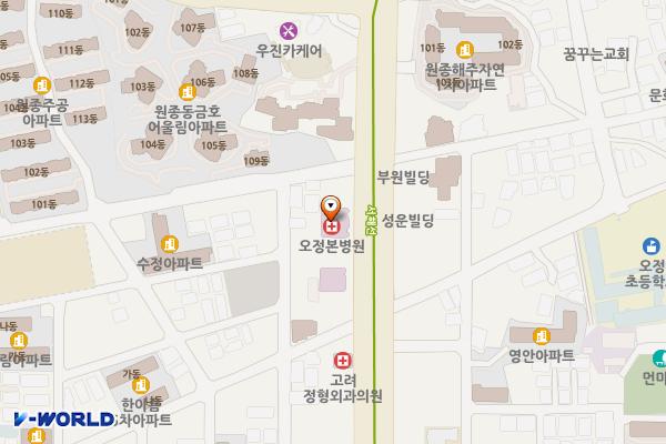 오정본병원 위치 지도 — 경기도 부천시 오정구 소사로 801(원종동)
