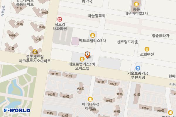 메트로팰리스1 B 위치 지도 — 경기도 부천시 원미구 소향로 203(중동)