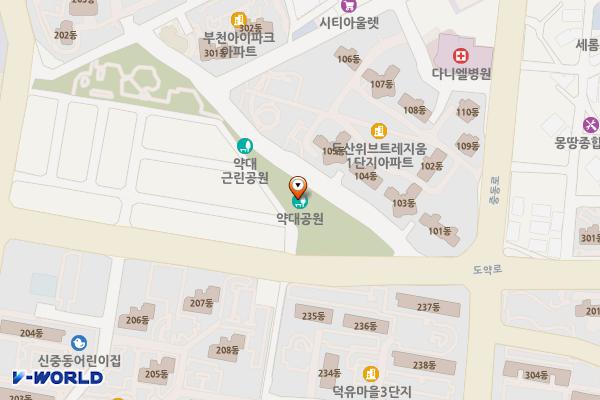 약대공원 위치 지도 — 경기도 부천시 원미구 도약로163번길 12(중동)
