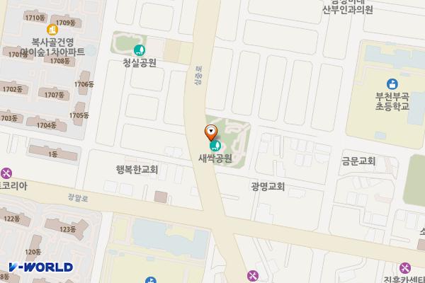 새싹어린이공원 위치 지도 — 경기도 부천시 원미구 심중로 110(중동)