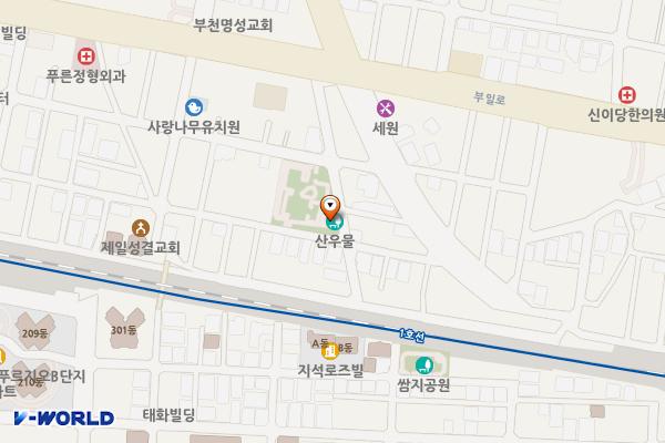 산우물어린이공원 위치 지도 — 경기도 부천시 원미구 부일로380번길 28(중동)