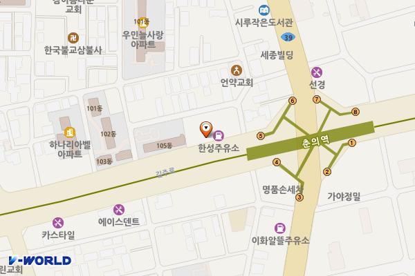 한성주유소 위치 지도 — 경기도 부천시 원미구 길주로 387(춘의동)