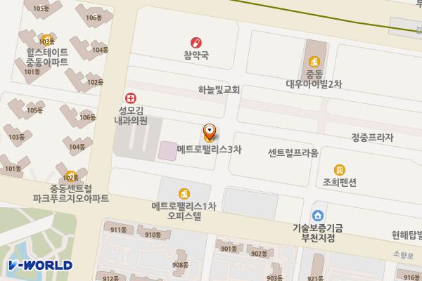 메트로팰리스3차 위치 지도 — 경기도 부천시 원미구 중동로254번길 28(중동)
