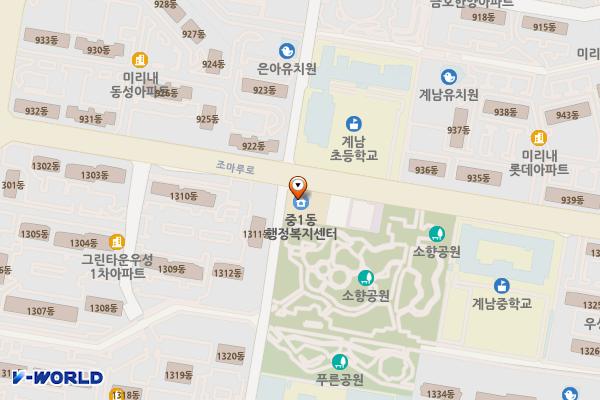 중1동 행정복지센터 위치 지도 — 경기도 부천시 원미구 조마루로 250(중동)