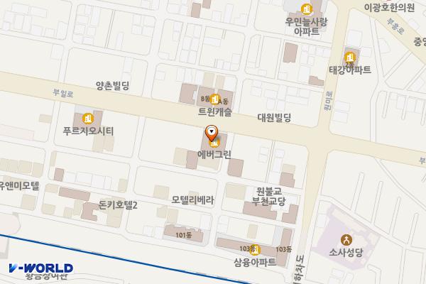 에버그린 위치 지도 — 경기도 부천시 원미구 부일로 516(심곡동)