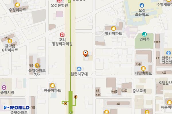 원종1동 행정복지센터 위치 지도 — 경기도 부천시 오정구 원종로51번길 43(원종동)