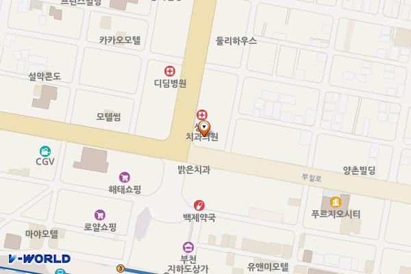 사과나무치과병원 위치 지도 — 경기도 부천시 원미구 부천로 20(심곡동)