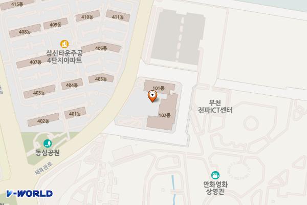 웹툰융합센터 위치 지도 — 경기도 부천시 원미구 길주로 17(상동)