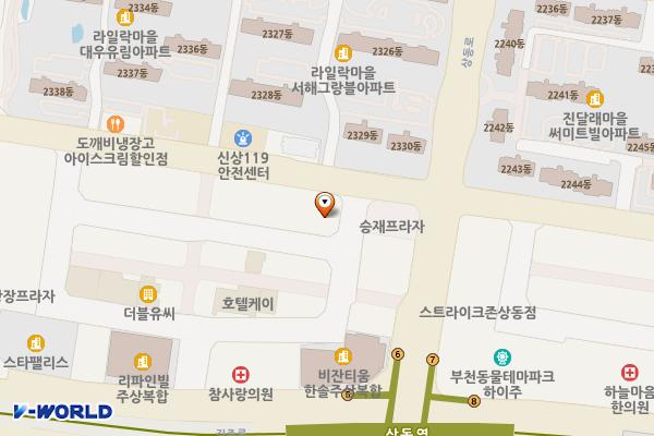부건프라자 위치 지도 — 경기도 부천시 원미구 길주로77번길 61(상동)