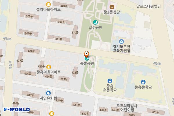 중흥어린이공원 위치 지도 — 경기도 부천시 원미구 계남로 212(중동)