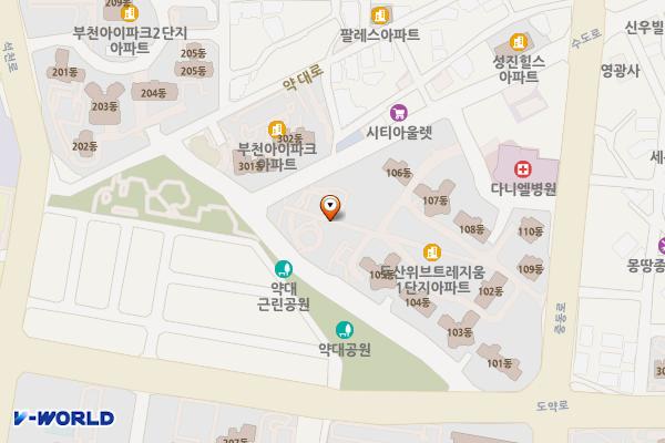 살말어린이공원 위치 지도 — 경기도 부천시 원미구 수도로 8(약대동)
