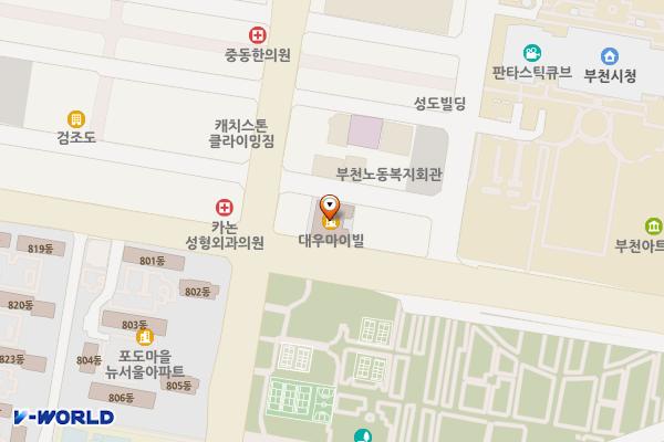 대우마이빌 센트럴파크 위치 지도 — 경기도 부천시 원미구 소향로 139(중동)