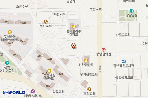 강남시장공영주차장 위치 지도 — 경기도 부천시 원미구 정주로14번길 27(도당동)