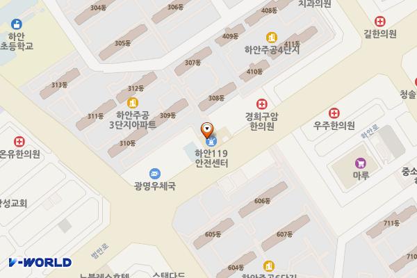 광명소방서 하안안전센터 위치 지도 — 경기도 광명시 범안로 1025