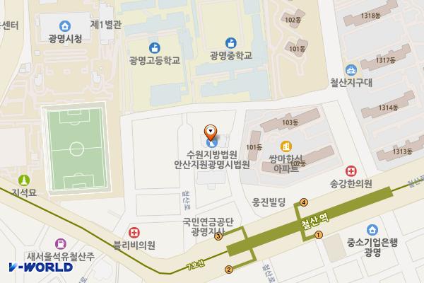 광명등기소 위치 지도 — 경기도 광명시 철산로 3-16