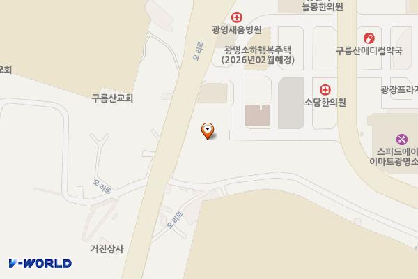 광명 한라비발디 큐브 위치 지도 — 경기도 광명시 오리로 500