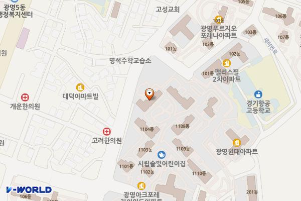 아크포레자이위브 1단지 위치 지도 — 경기도 광명시 새터로 44-7 (광명동, 광명아크포레자이위브)