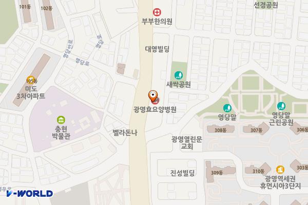 광명효요양병원 위치 지도 — 경기도 광명시 오리로 352 (소하동)