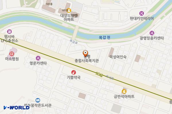 시립광명종합사회복지관 위치 지도 — 경기도 광명시 오리로 1018
