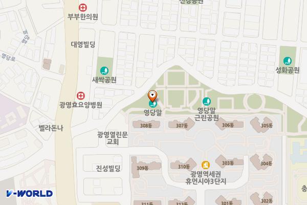 영당말근린공원 위치 지도 — 경기도 광명시 오리로348번길 22