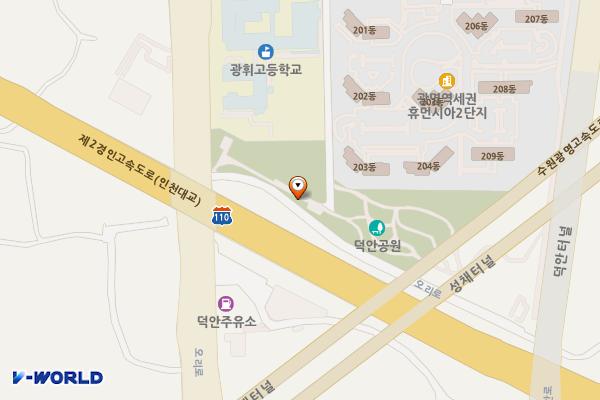 덕안근린공원 위치 지도 — 경기도 광명시 오리로 282-11