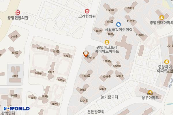 아크포레자이위브 2단지 위치 지도 — 경기도 광명시 새터로 44-8 (광명동, 광명아크포레자이위브)